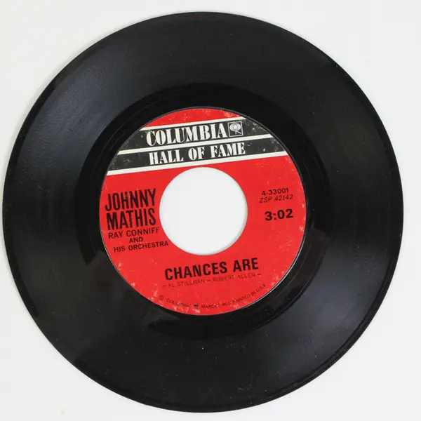 Johnny Mathis It's Not For Me To Say/Chances Are Columbia 7" Vinyl Record 45rpm