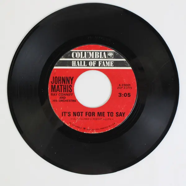 Johnny Mathis It's Not For Me To Say/Chances Are Columbia 7" Vinyl Record 45rpm