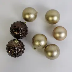 Lot of 7 Vintage Gold and Brown Decorative Hanging Balls 
