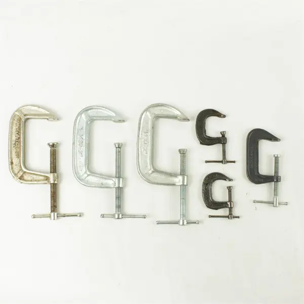 Lot of 6 C-Clamps 3 Large 3 Small Metal Clamps Carpentry