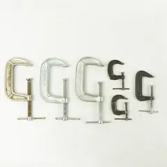 Lot of 6 C-Clamps 3 Large 3 Small Metal Clamps Carpentry