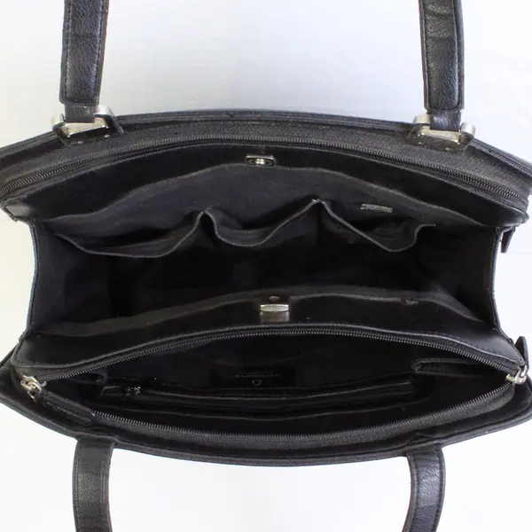 Liz Claiborne Solid Black Faux Leather Shoulder Bag Purse FLAWED