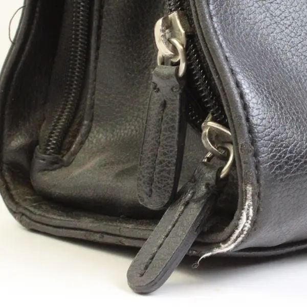 Liz Claiborne Solid Black Faux Leather Shoulder Bag Purse FLAWED