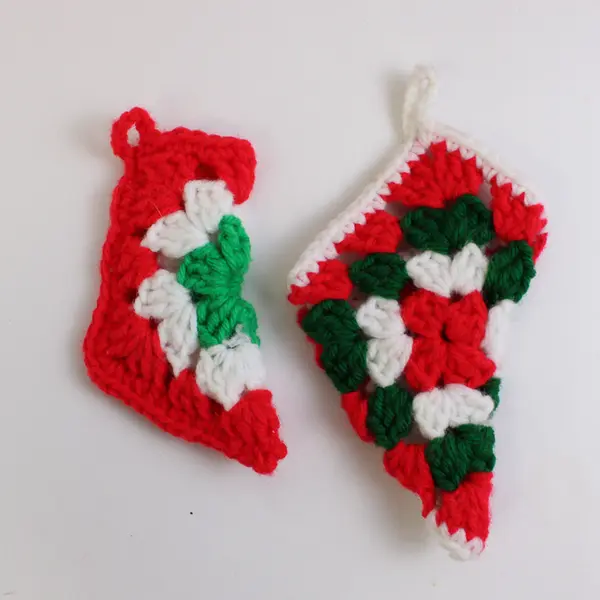 Lot of 6 Vintage Crochet Christmas Pieces Stocking, Coasters, Doll Dress, etc.