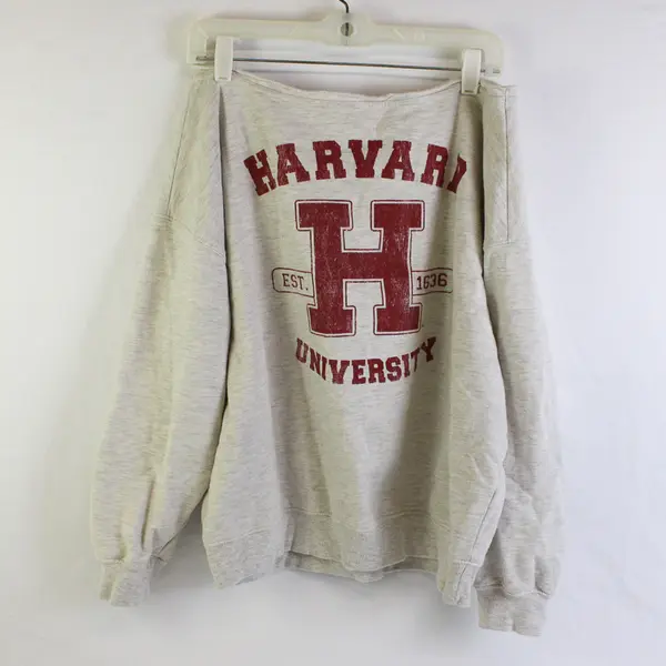 Harvard University Light Heather Gray Pullover Sweatshirt Women's Large