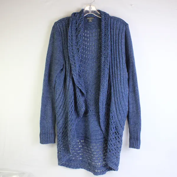 Eddie Bauer Marled Blue Open-Front Cardigan Women's Large