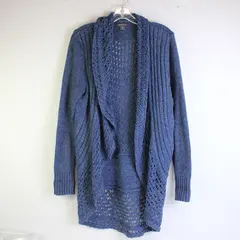 Eddie Bauer Marled Blue Open-Front Cardigan Women's Large