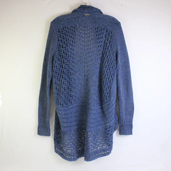 Eddie Bauer Marled Blue Open-Front Cardigan Women's Large