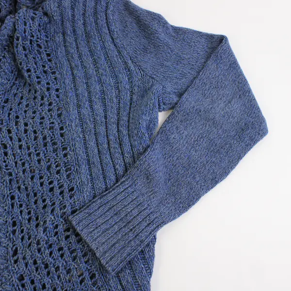 Eddie Bauer Marled Blue Open-Front Cardigan Women's Large