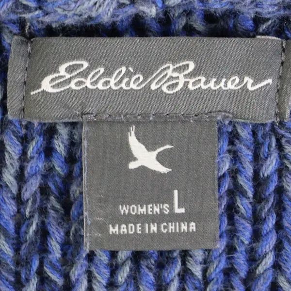 Eddie Bauer Marled Blue Open-Front Cardigan Women's Large