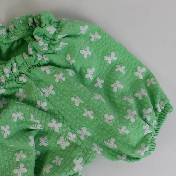 365 Kids from Garanimals Butterfly Pattern Green Top Girls' Size 8