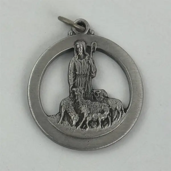 Vtg Robert Schuller Good Shepherd Keep On Believing  Pewter Pendant