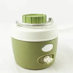 Vintage Poloron Alpine Hot & Cold Jug w/Spout Green & White Camping