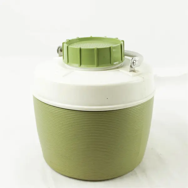 Vintage Poloron Alpine Hot & Cold Jug w/Spout Green & White Camping