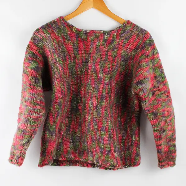 Tinu Art Inspired Hand-Knits Multicolor Long-Sleeved Sweater Women's Large