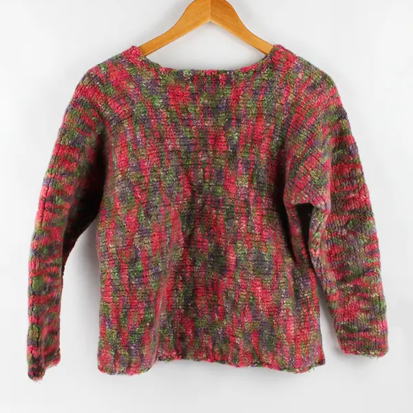 Tinu Art Inspired Hand-Knits Multicolor Long-Sleeved Sweater Women's Large