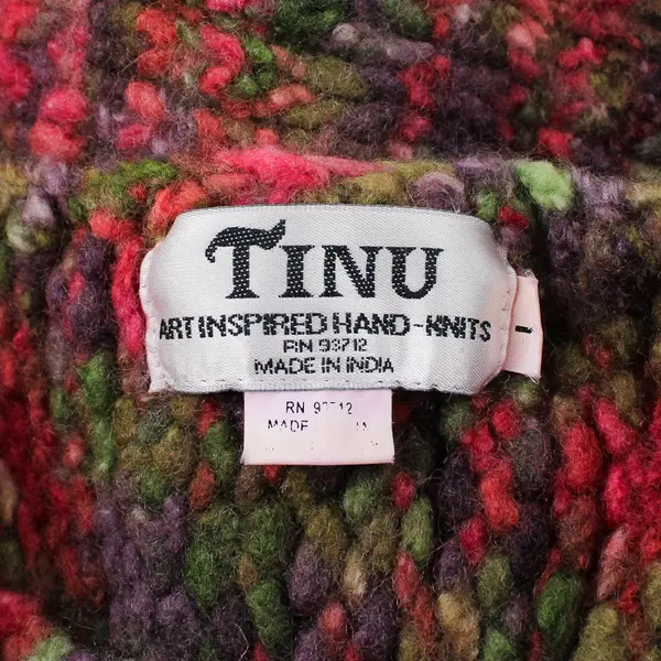 Tinu Art Inspired Hand-Knits Multicolor Long-Sleeved Sweater Women's Large