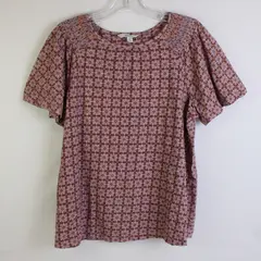Next Lavender Purple and Brown Floral Pattern Short-Sleeved Top Women's Size 8