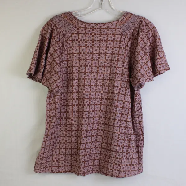 Next Lavender Purple and Brown Floral Pattern Short-Sleeved Top Women's Size 8