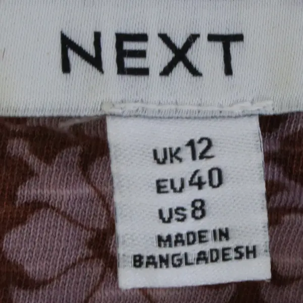 Next Lavender Purple and Brown Floral Pattern Short-Sleeved Top Women's Size 8