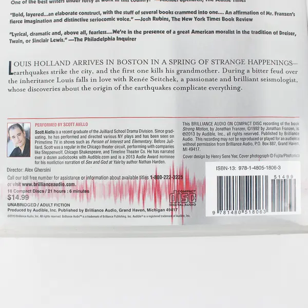 Strong Motion By Jonathan Franzen Read By Scott Aiello (Audiobook, CD, 18 Disc)