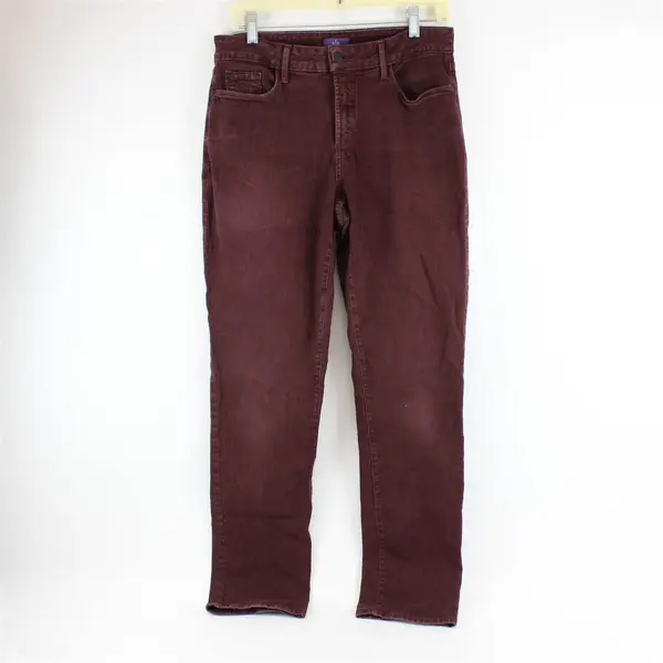 NYDJ Maroon Mid-Rise Straight-Leg Jeans Women's Size 10