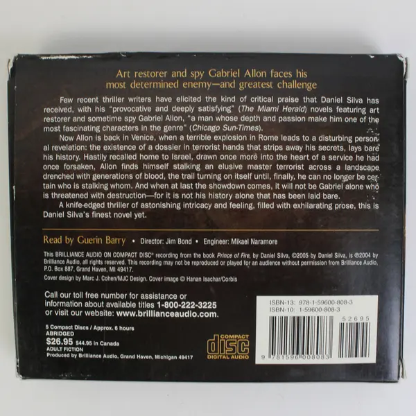 Prince Of Fire By Daniel Silva Read By Guerin Barry (Audio Book, CDs, 5 Disc)