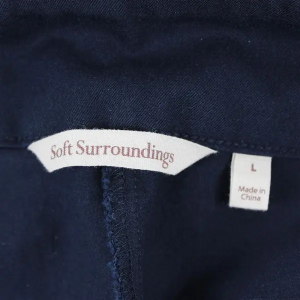 Soft Surroundings Navy Blue Tapered-Leg Pull-On Dress Pants Women's Large