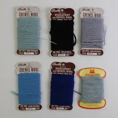 Lot of 6 Cards of Vintage Bucilla Needlepoint/Crewel Wool Some Slightly Used