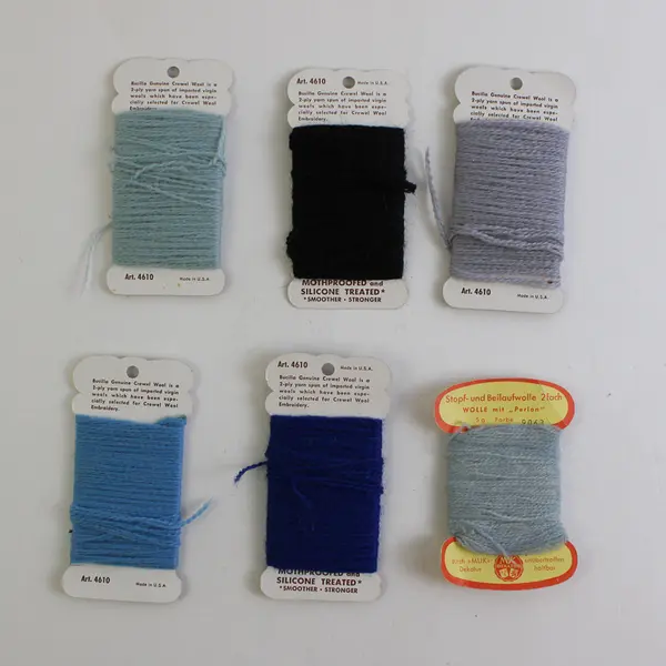 Lot of 6 Cards of Vintage Bucilla Needlepoint/Crewel Wool Some Slightly Used