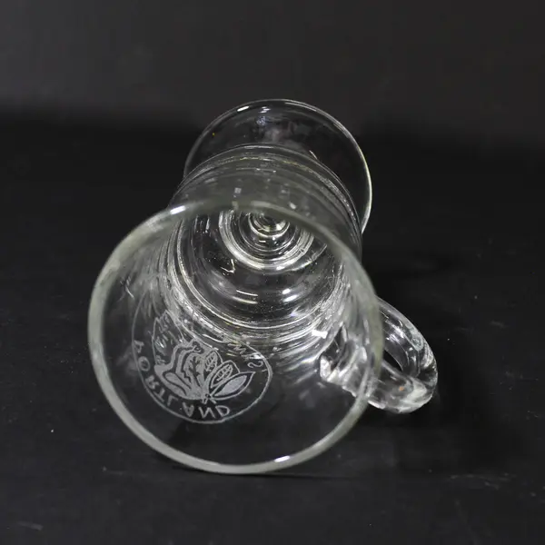 Libbey Portland Winter Hawks Etched Glass Footed Irish Coffee Mug