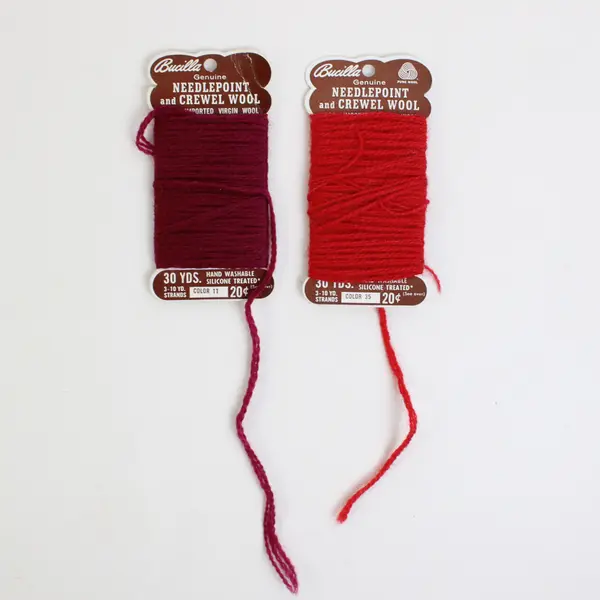 Lot of 6 Cards Vintage of Bucilla Needlepoint/Crewel Wool Pink Burgundy