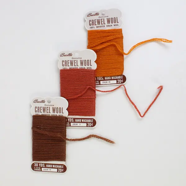 Lot of 6 Vintage Bucilla Needlepoint & Crewel Wool Cards Orange/Brown