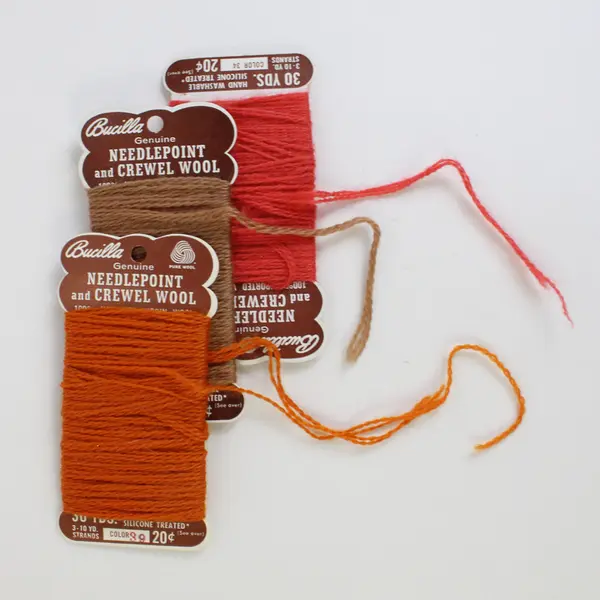 Lot of 6 Vintage Bucilla Needlepoint & Crewel Wool Cards Orange/Brown