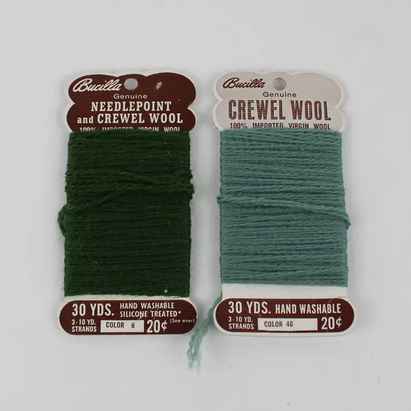 Lot of 5 Cards of Vintage Bucilla Needlepoint/Crewel Wool Green Yellow Blue