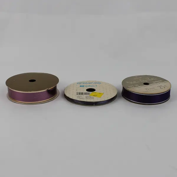 Lot of 7 Vintage Spools of Ribbon, Purple and Pink Shades New