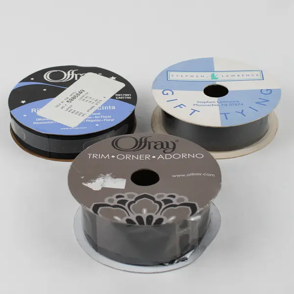 Lot of 3 Spools of Black Hi-Gloss Curling Ribbon New