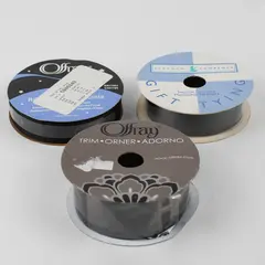 Lot of 3 Spools of Black Hi-Gloss Curling Ribbon New