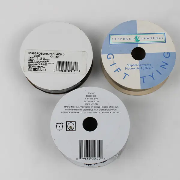 Lot of 3 Spools of Black Hi-Gloss Curling Ribbon New