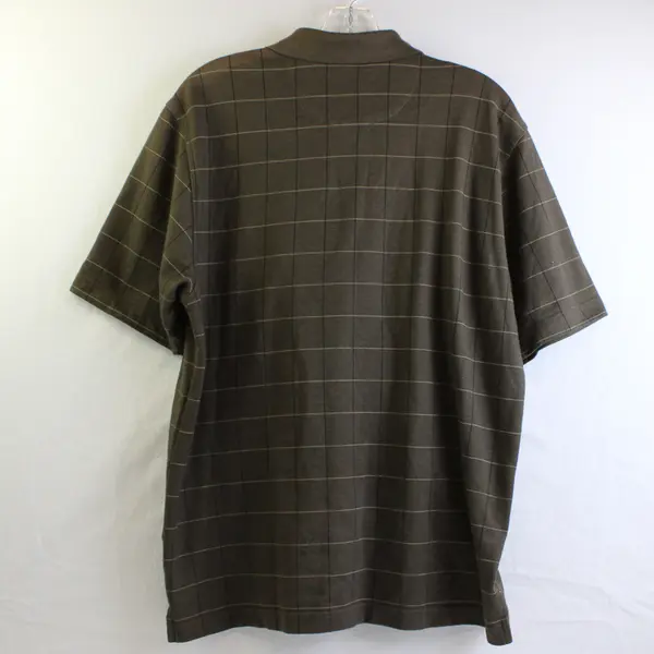Van Heusen Brown and Black Windowpane Pattern Polo Men's Medium