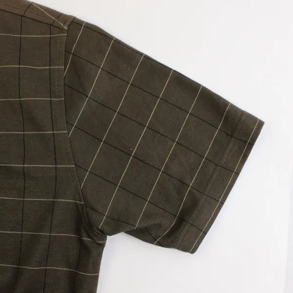 Van Heusen Brown and Black Windowpane Pattern Polo Men's Medium