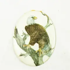 Oval Bald Eagle Painting Small Nature Art 5.5x4