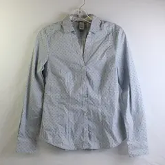 H&M Blue and White Pinstripe Polka Dot Button-Up Women's Size 6