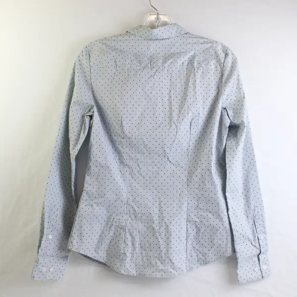 H&M Blue and White Pinstripe Polka Dot Button-Up Women's Size 6