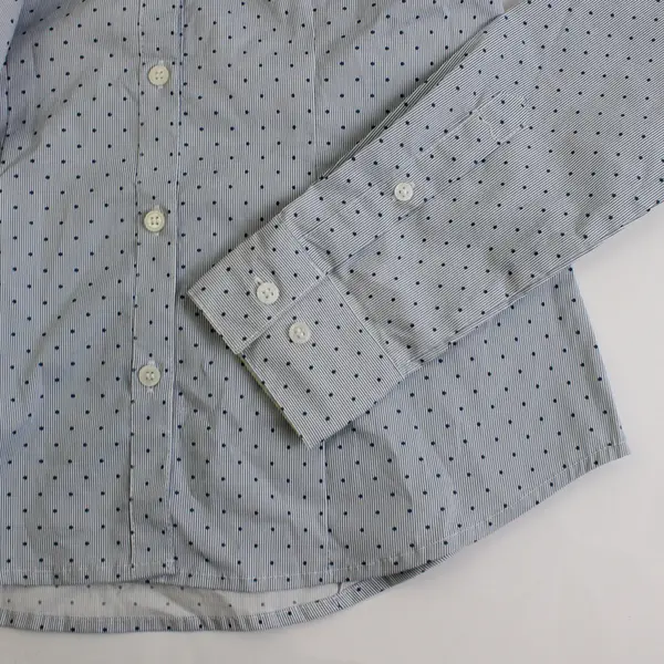 H&M Blue and White Pinstripe Polka Dot Button-Up Women's Size 6