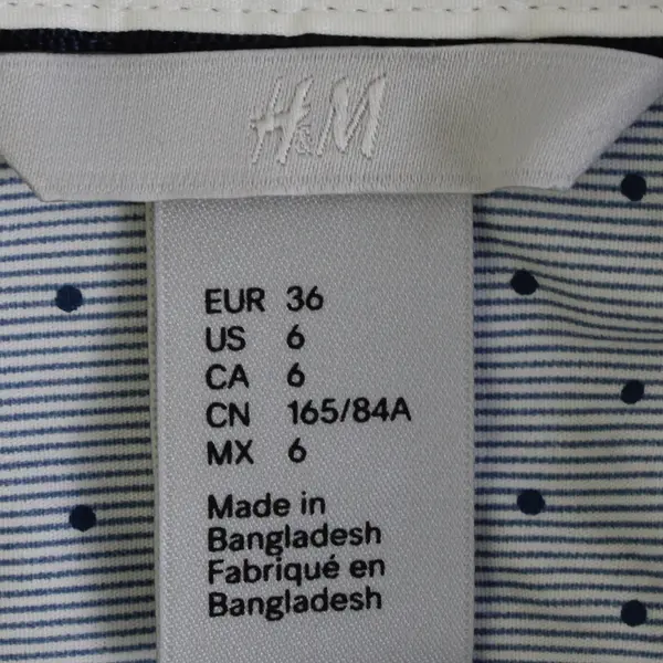 H&M Blue and White Pinstripe Polka Dot Button-Up Women's Size 6