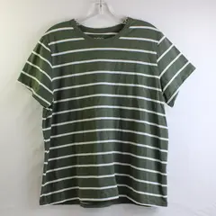 Time and Tru Green and White Striped T-Shirt Women's XL 16-18