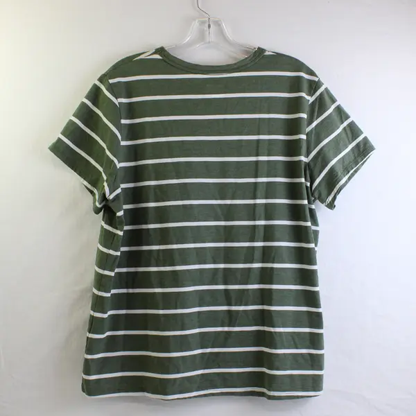 Time and Tru Green and White Striped T-Shirt Women's XL 16-18
