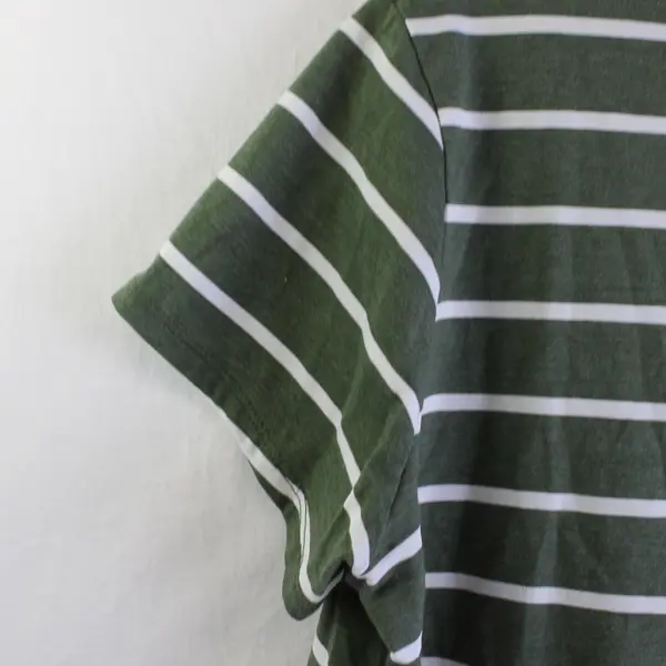 Time and Tru Green and White Striped T-Shirt Women's XL 16-18
