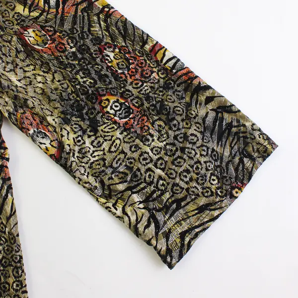 Notations Green Animal Print 3/4-Sleeve Faux Layered Top Women's XL